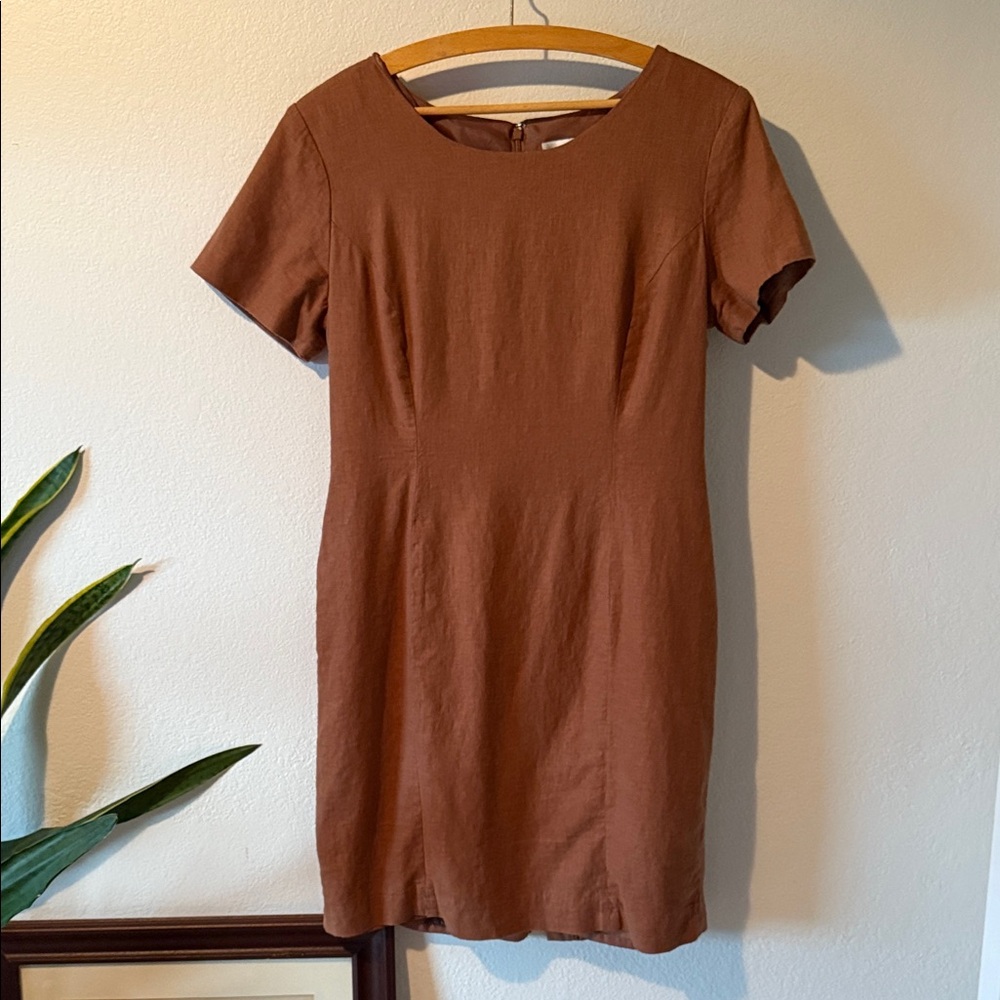 Adolfo Studio Elegant Brown Short Sleeve Dress 12